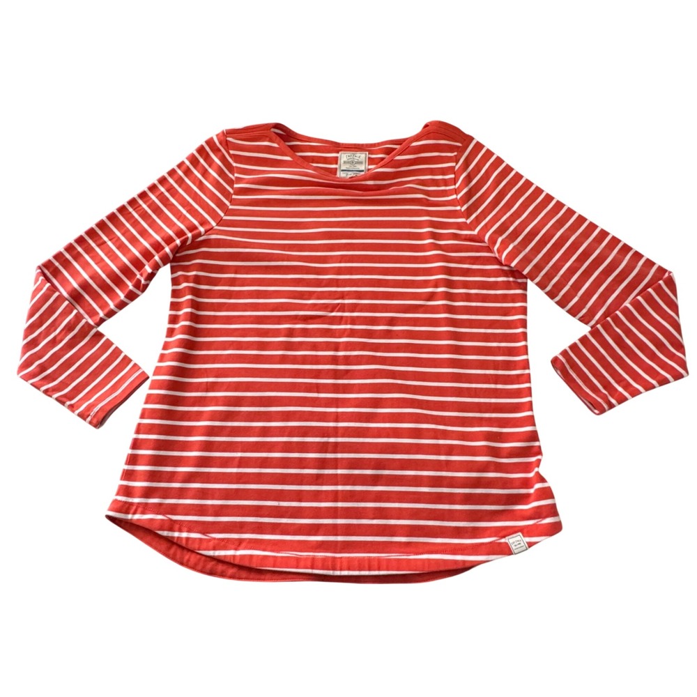 Fat Face Breton Striped Long Sleeve‎ Top Organic Cotton Red White Size 10